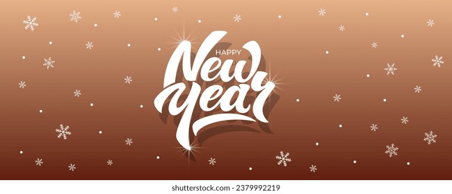 Happy New Year hand lettering calligraphy. Vector holiday illustration element. Typographic element for banner, poster, congratulations.