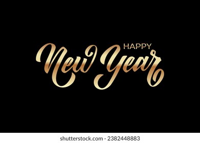 Happy New Year hand lettering calligraphy. Vector holiday illustration element. Typographic element for banner, poster, congratulations.