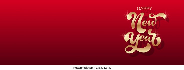 Happy New Year hand lettering calligraphy. Vector holiday illustration element. Typographic element for banner, poster, congratulations.