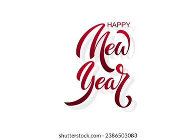 Happy New Year hand lettering calligraphy. Vector holiday illustration element. Typographic element for banner, poster, congratulations.
