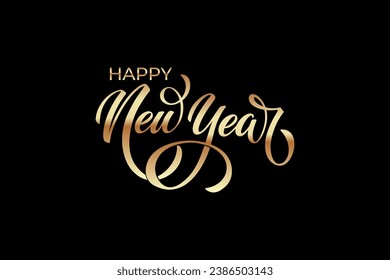 Happy New Year hand lettering calligraphy. Vector holiday illustration element. Typographic element for banner, poster, congratulations.