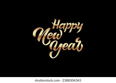 Happy New Year hand lettering calligraphy. Vector holiday illustration element. Typographic element for banner, poster, congratulations.