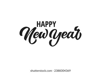 Happy New Year hand lettering calligraphy. Vector holiday illustration element. Typographic element for banner, poster, congratulations.
