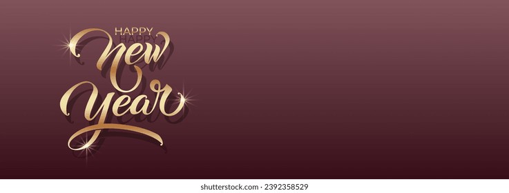 Happy New Year hand lettering calligraphy. Vector holiday illustration element. Typographic element for banner, poster, congratulations.
