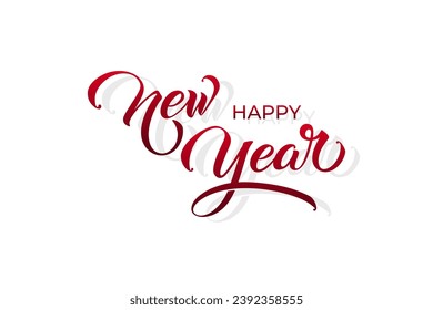 Happy New Year hand lettering calligraphy. Vector holiday illustration element. Typographic element for banner, poster, congratulations.