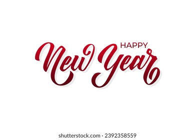 Happy New Year hand lettering calligraphy. Vector holiday illustration element. Typographic element for banner, poster, congratulations.