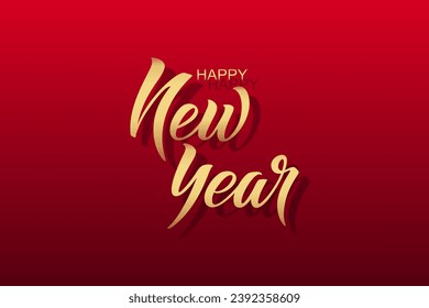 Happy New Year hand lettering calligraphy. Vector holiday illustration element. Typographic element for banner, poster, congratulations.
