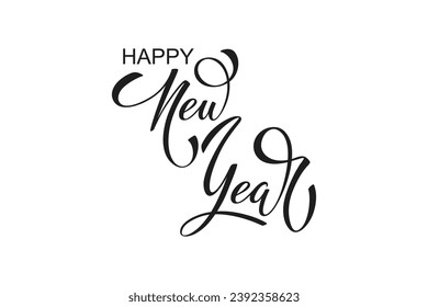 Happy New Year hand lettering calligraphy. Vector holiday illustration element. Typographic element for banner, poster, congratulations.