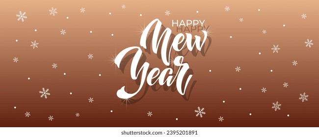Happy New Year hand lettering calligraphy. Vector holiday illustration element. Typographic element for banner, poster, congratulations.
