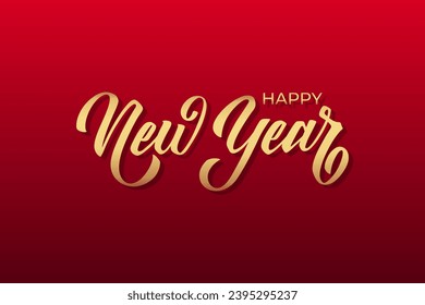 Happy New Year hand lettering calligraphy. Vector holiday illustration element. Typographic element for banner, poster, congratulations.