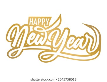 Feliz año Nuevo mano letras caligrafía Ilustración vectorial