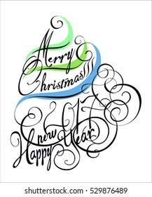 HAPPY NEW YEAR hand lettering, vector