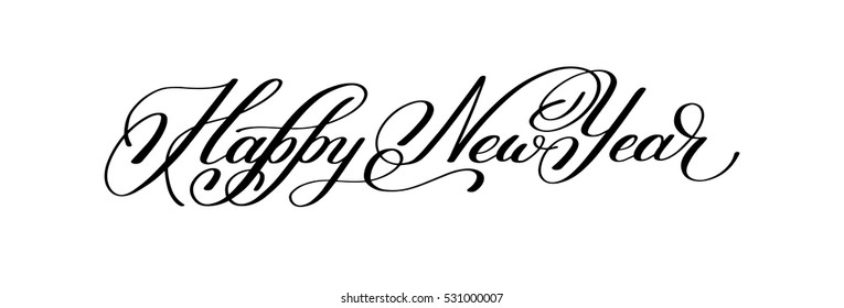 Happy New Year hand lettering congratulate inscription, Christmas greeting card, calligraphy vector illustration