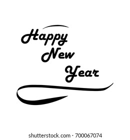 Happy New Year hand lettering on white background. Fashion graphic background design. Modern stylish abstract texture monochrome template for prints, textiles, wrapping, wallpaper. Vector illustration