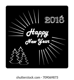 Happy New Year hand lettering on black background. Fashion graphic background design. Modern stylish abstract texture monochrome template for prints, textiles, wrapping, wallpaper. Vector illustration