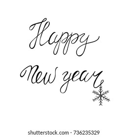 Happy new year hand lettering. Vector illustration.