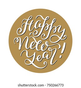 Happy New Year hand lettering. Template for card, poster, print.