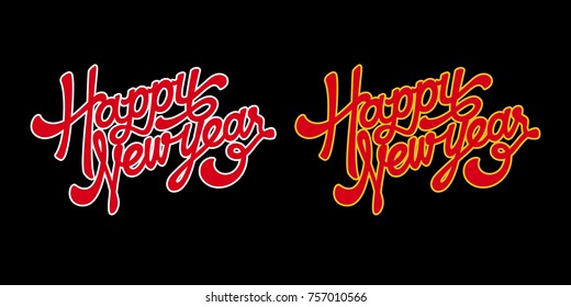 Happy new year hand lettering calligraphy typography vector illustration