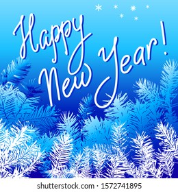 Happy New Year hand-lettering text. Handmade vector calligraphy