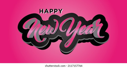 Happy New Year hand-lettering text. Handmade vector calligraphy collection. Vector Illustration
