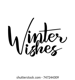 Happy New Year handwriting script lettering. Marry Christmas greeting card. Modern brush lettering. Vector emblem, text design.
