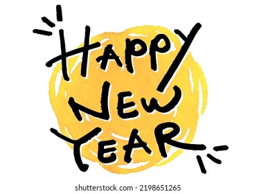 HAPPY NEW YEAR. handwritten characters for New Year's cards.