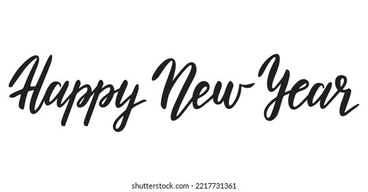 Happy New Year handwritten inscription. Hand drawn lettering. Inc calligraphy. Design template Celebration typography poster, banner or greeting card for Merry Christmas and happy new year. 