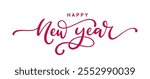 Happy New Year handwritten lettering design. Holiday calligraphy text for postcard, poster, banner design element. New Year 2025 handwritten lettering.