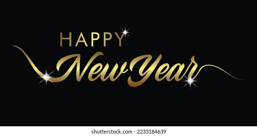 Happy New Year handwritten lettering typography vector.eps 10