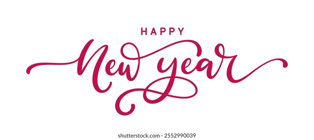 Happy New Year handwritten lettering design. Holiday calligraphy text for postcard, poster, banner design element. New Year 2025 handwritten lettering.