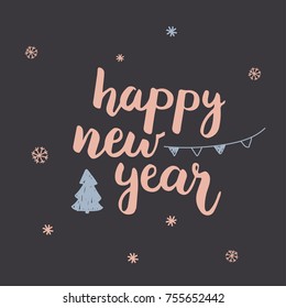 Happy New Year handwritten poster.