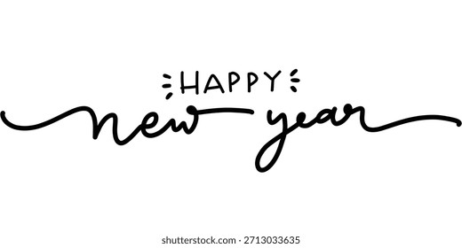 Happy New Year Handwritten Vector illustration lettering