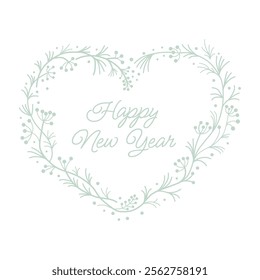 Happy New Year heart-shaped mint wreath