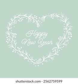 Happy New Year heart-shaped mint wreath