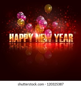 Happy New Year. Holiday Background With Flying Balloons