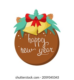 Happy New Year. A holiday card with bells.
