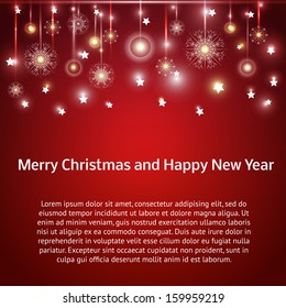 Happy new year. Holiday catchy background. Christmas background with snowflakes and Christmas trees. Vector illustration with space for your text. Easy to edit. eps10 