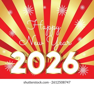 Happy New Year, Holiday, Celebration, Happy New Year, Chinese, 2026, Symbol, Horse, Silhouette, Lettering, Rays, Lanterns, Style, Red, Golden, Gold, Burgundy, White, Vector Illustration, Banner