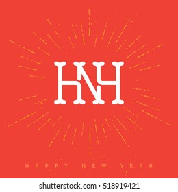 Happy New Year - Holiday Composition with burst. Vector Illustration With Lettering or Palindrome.