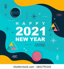 Happy New Year Holiday Greeting Card Abstract Background Template