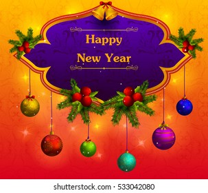 Happy New Year holiday greetings background in vector