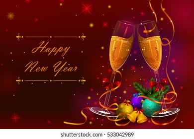 Happy New Year holiday greetings background in vector