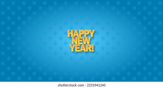 Happy New Year holiday illustration.  Happy New Year 3D golden text on the snowfall background