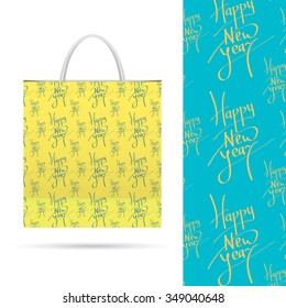 Happy new year. Holiday pattern over paper package.  Seamless pattern. Vector EPS File contains seamless patterns under clipping mask and in swatches.