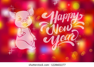 Happy New Year. Holiday Vector Illustration With Lettering Composition