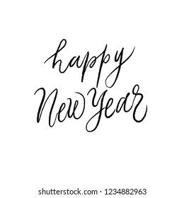 Happy New Year. Holiday Vector Illustration With Lettering Composition. Lettering brush.