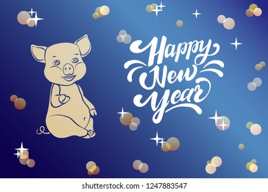 Happy New Year. Holiday Vector Illustration With Lettering Composition