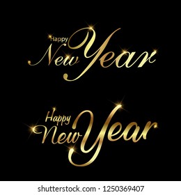 Happy New Year. Holiday Vector Illustration With golden Lettering Composition