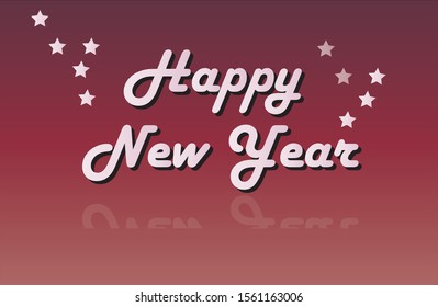 Happy  New Year. Holiday Vector Illustration with red and start