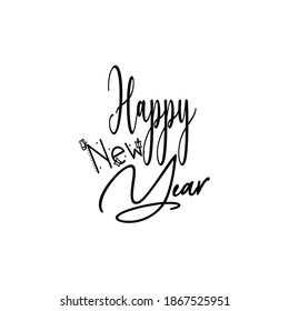 Happy New Year, Holiday Vector Illustration With Diverse Lettering, Cute Festival Label   